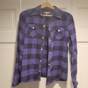Vintage purple and black flannel shirt womens M